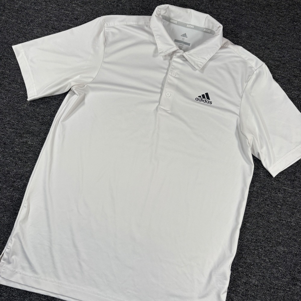 Adidas Golf Polo Shirt Mens Small White Short Sleeve Performance Stretch Logo